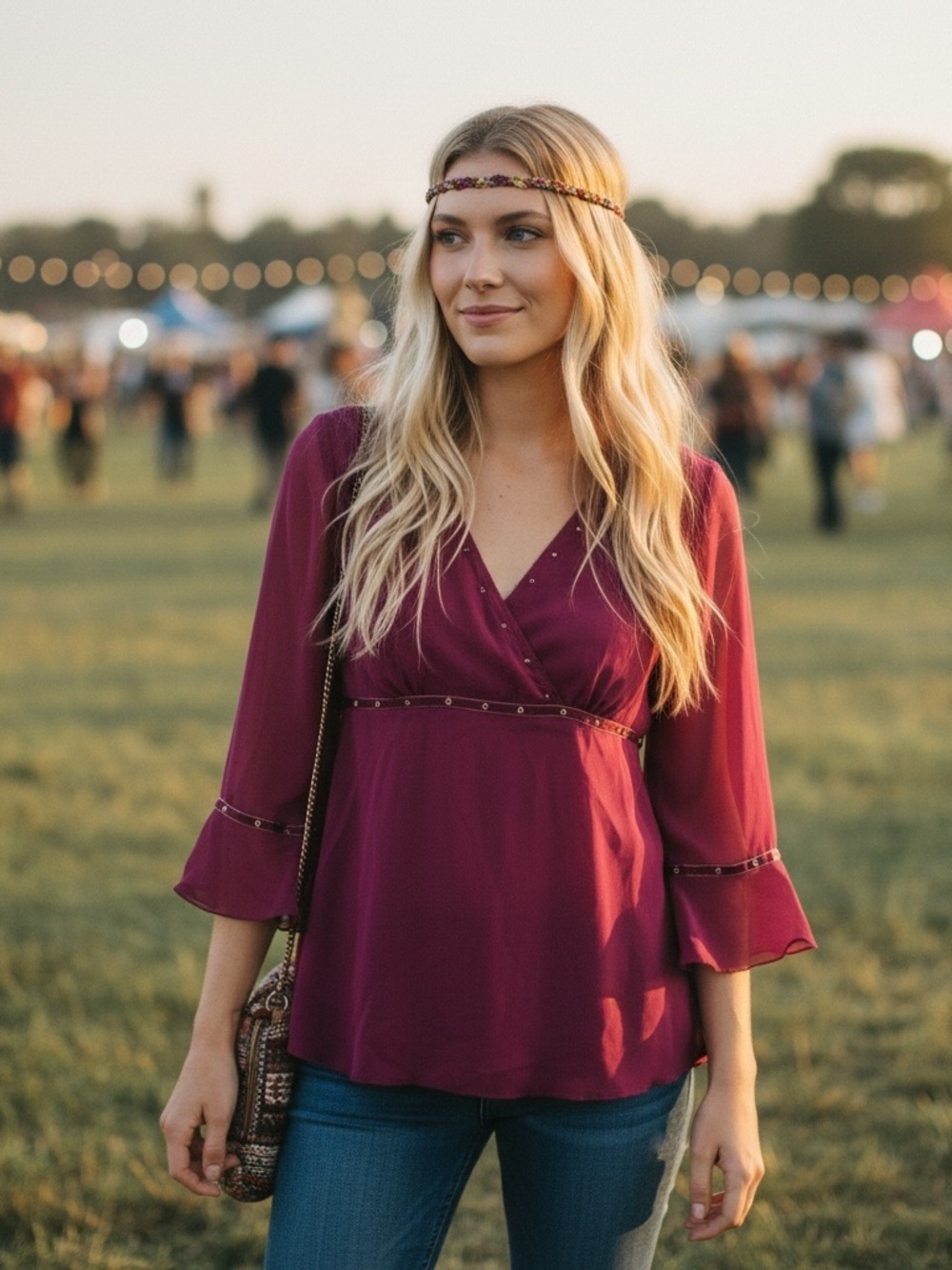 Faded Glory Y2K Babydoll Top Medium boho festival